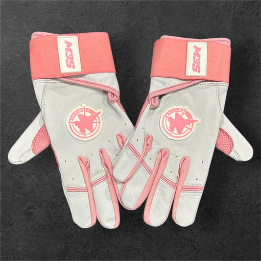 Batting Gloves White & Pink